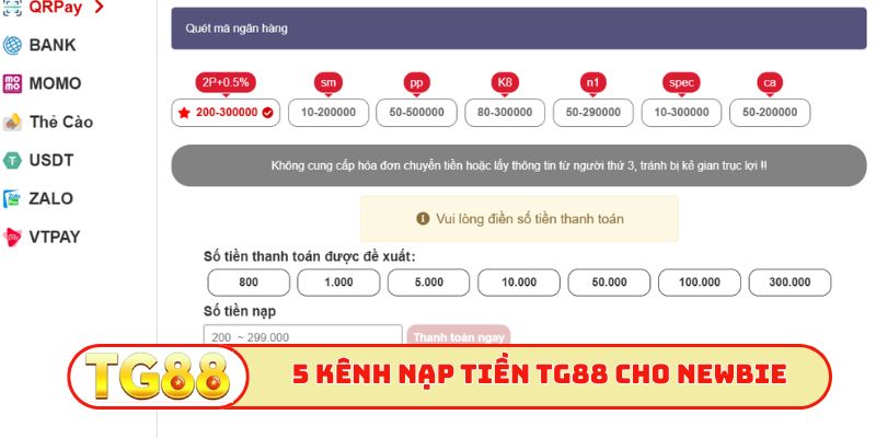 5 kênh nạp tiền TG88 chuẩn xác cho newbie